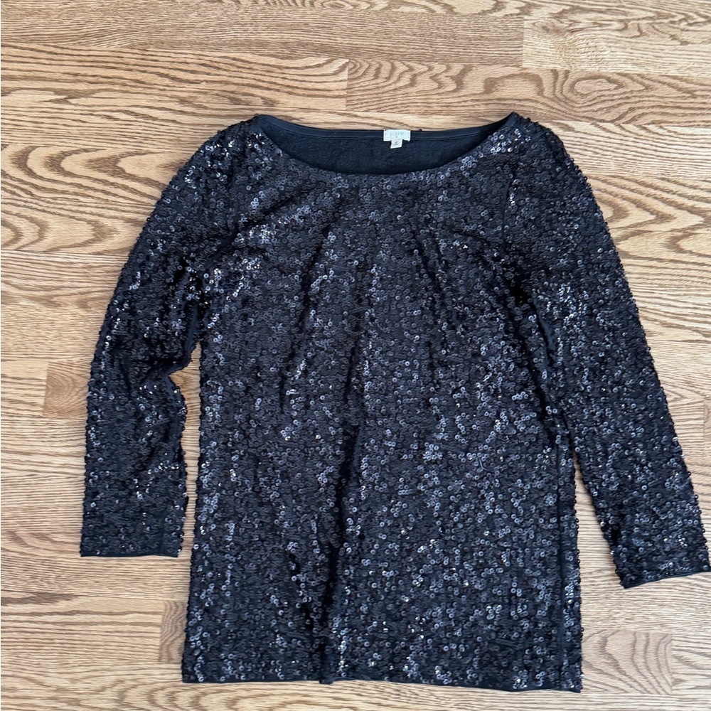 J. Crew Black Sequin Top size small
